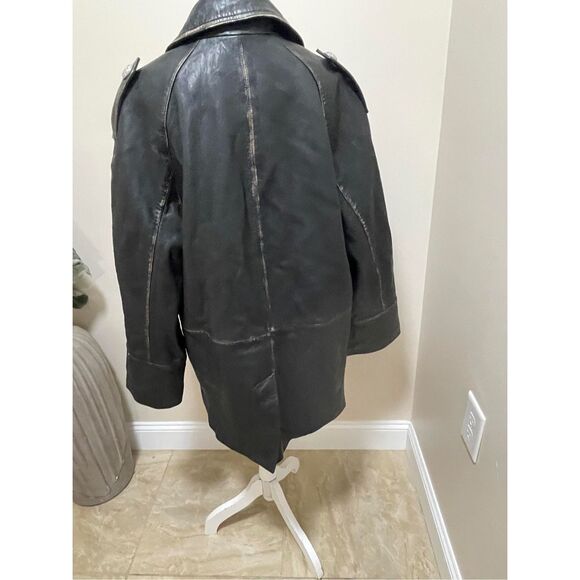 Free People We The Free Top Notch Leather Pea Coat Size M - Picture 10 of 14